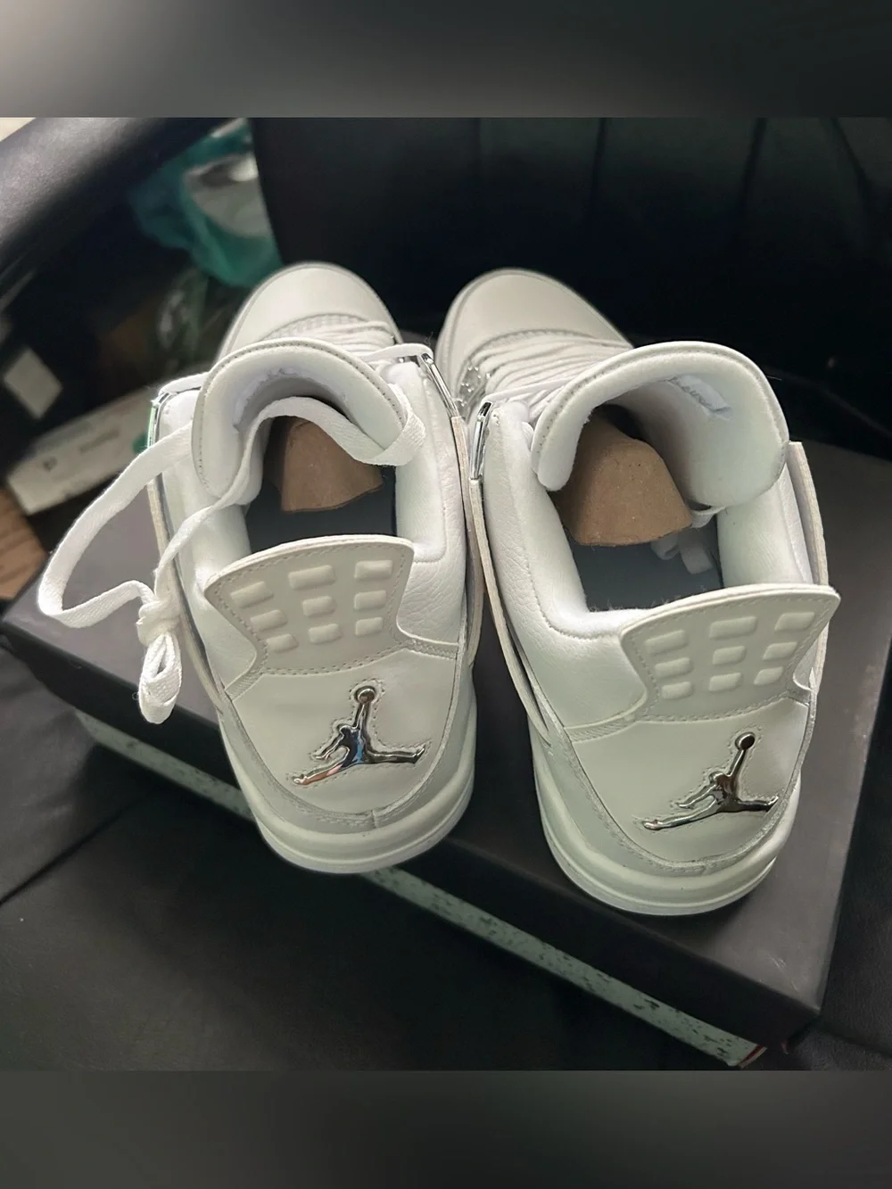 NIB Air Jordan White Leather Retro 4 Sneakers